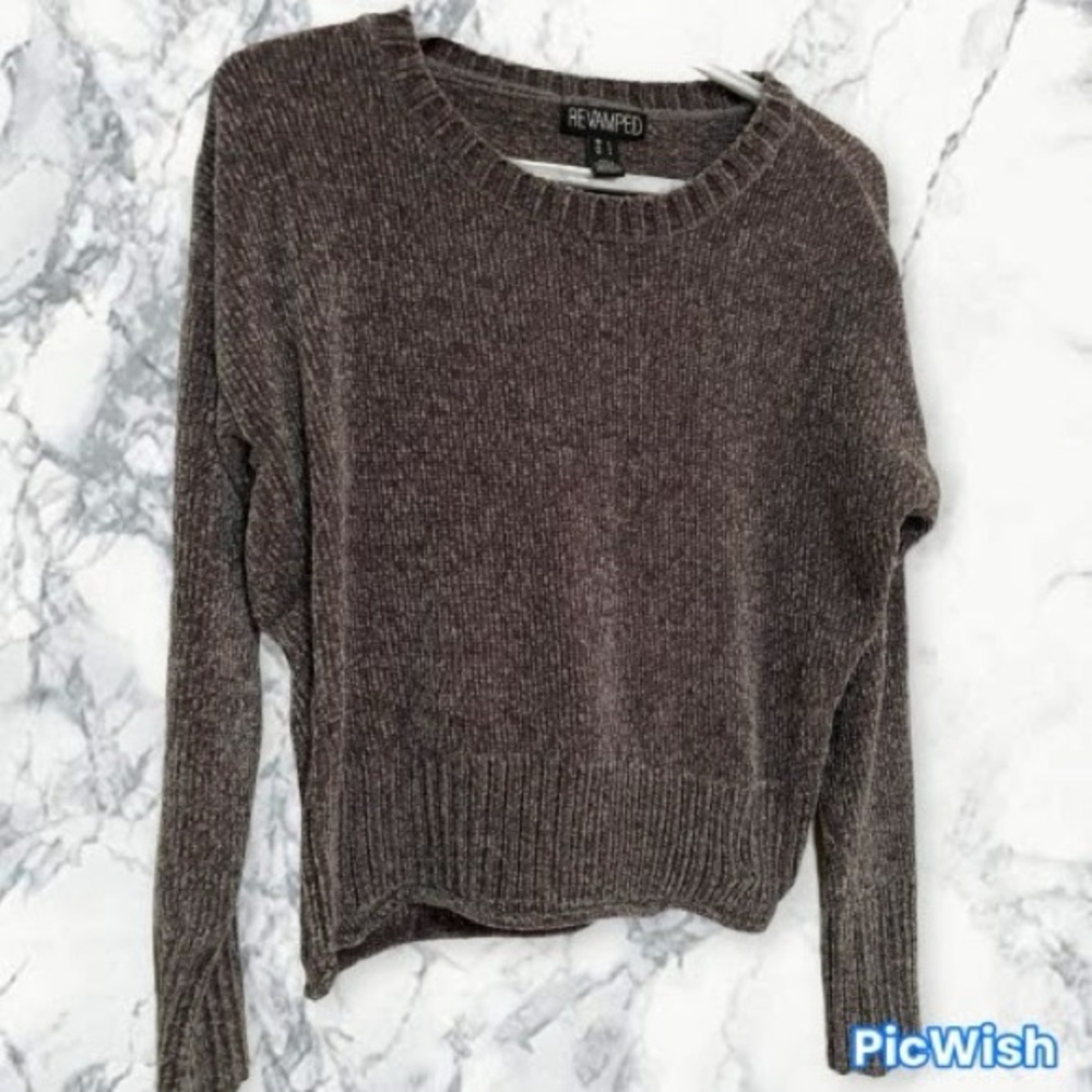 2/$20 Revamped Women's Crewneck Ribbed Sweater - Deep Purple